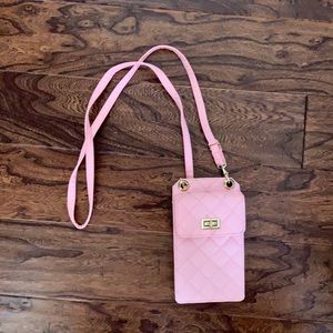 Pink quilt small phone bag